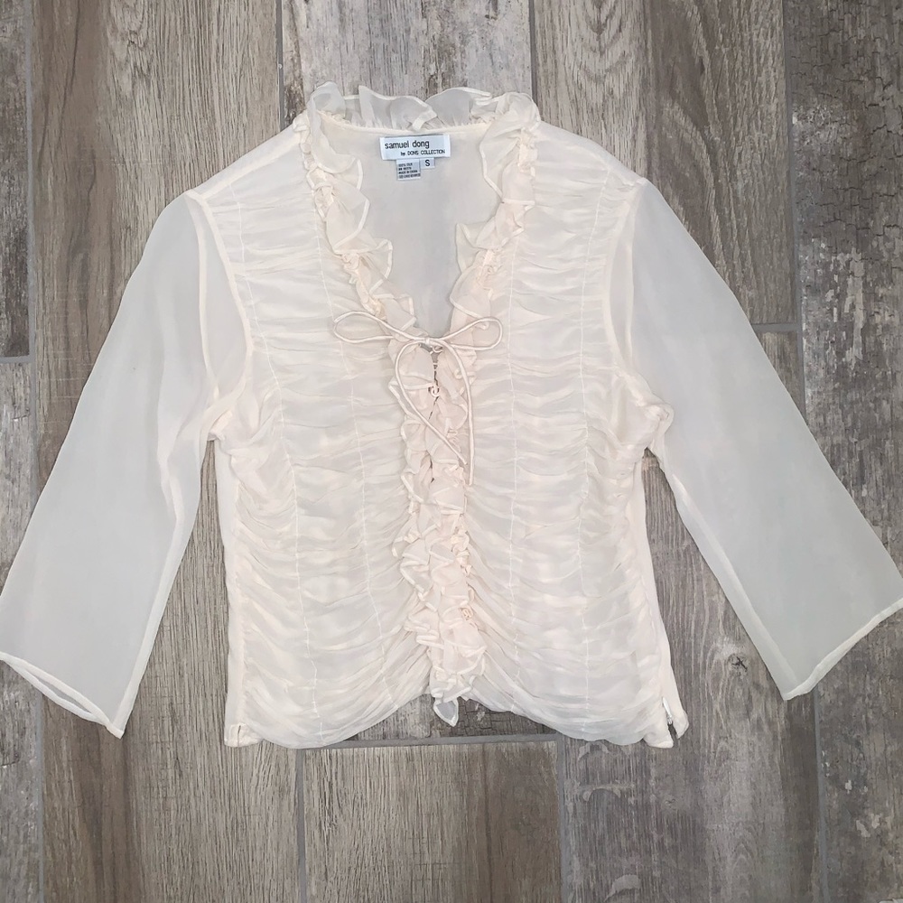 SAMUEL DONG By Dons Top 100% Silk Ruffle Couture